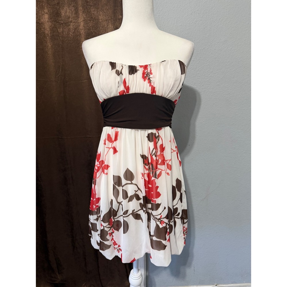 Y2K Speechless Women Babydoll Dress Size S Floral Strapless Empire Waist Mini